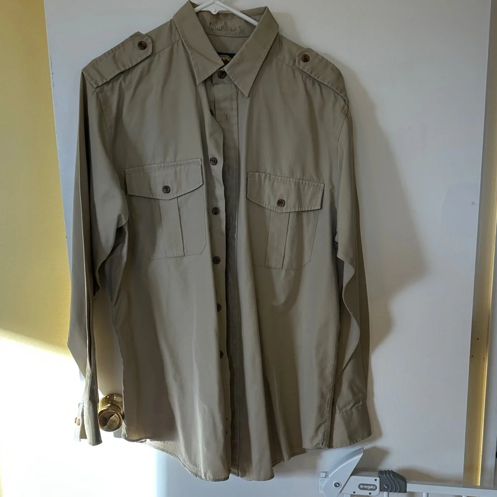Cabela's Men's Lightweight Button-Front Bush Shirt in Khaki - Picture 1 of 4